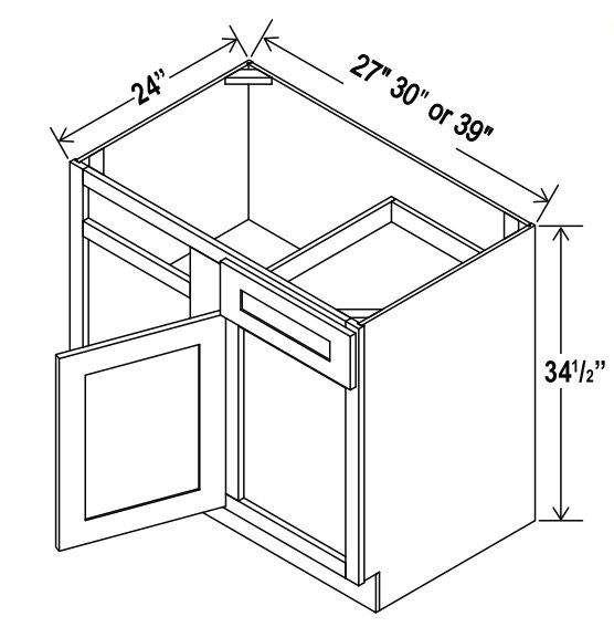 Blind Base Corner Cabinet - 27"W X 24"D X 34-1/2"H