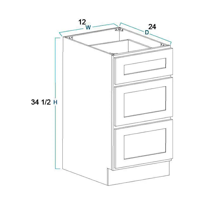 3 Drawer Base Cabinet 12"