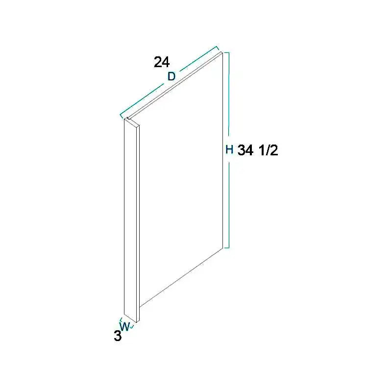 Dishwasher Return Panel - 3"W X 34 1/2"H X 24"D