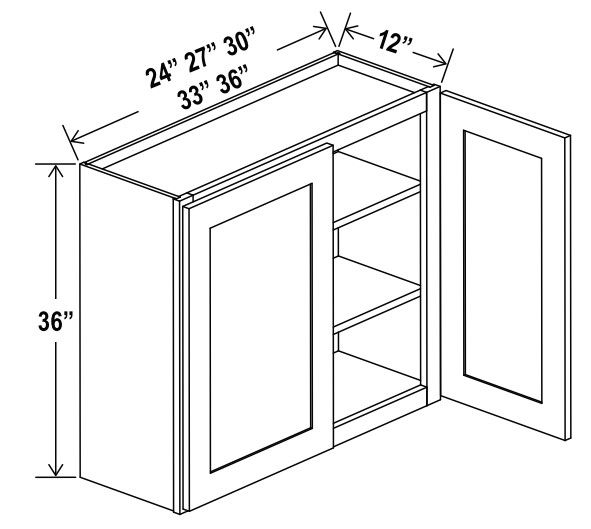 Wall Cabinet Double Door - 36"W X 36"H X 12"D