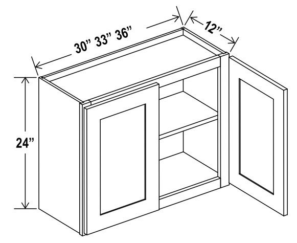 Wall Cabinet Double Door - 36"W X 24"H X 12"D