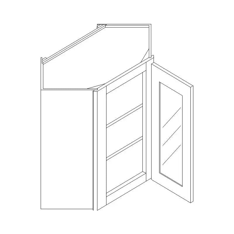Wall Diagonal Open Frame Glass Door Cabinet - 24"W x 30"H x 12"D
Painted Interior