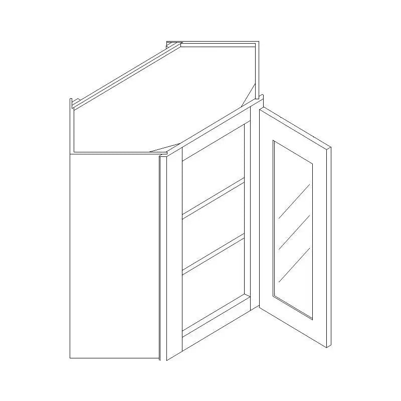 Wall Diagonal Open Frame Glass Door Cabinet - 24"W x 36"H x 12"D
Painted Interior