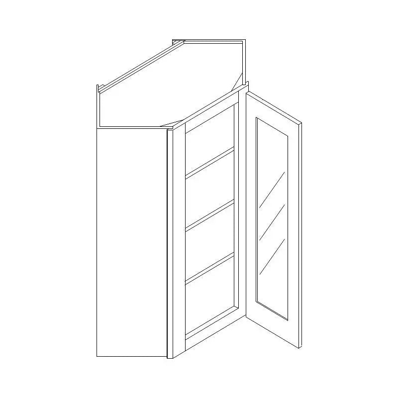 Wall Diagonal Open Frame Glass Door Cabinet - 24"W x 42"H x 12"D
Painted Interior