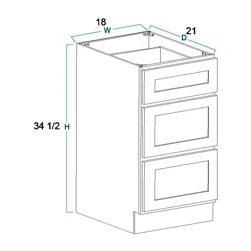 Vanity Drawer Base Cabinet - 18"W X 34 1/2"H X 21"D