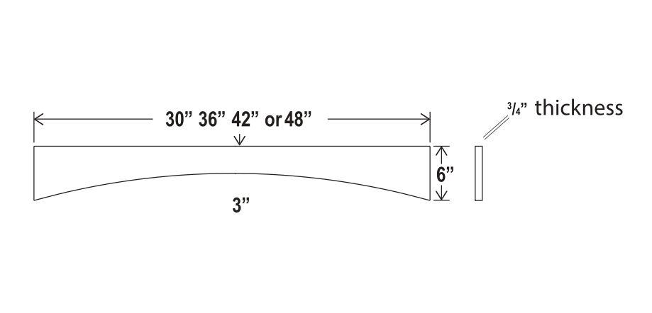 Arched Valance - 30"W x 6"H x 3/4"D