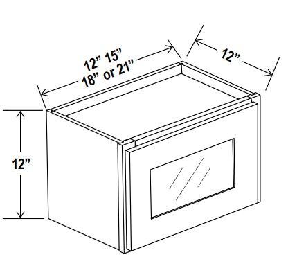 Wall Cabinet Single Glass Door - 18"W x 12"H x 12"D