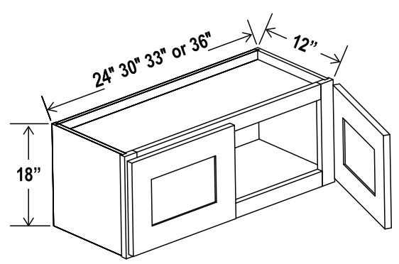 Wall Cabinet Double Door - 33"W x 18"H x 12"D